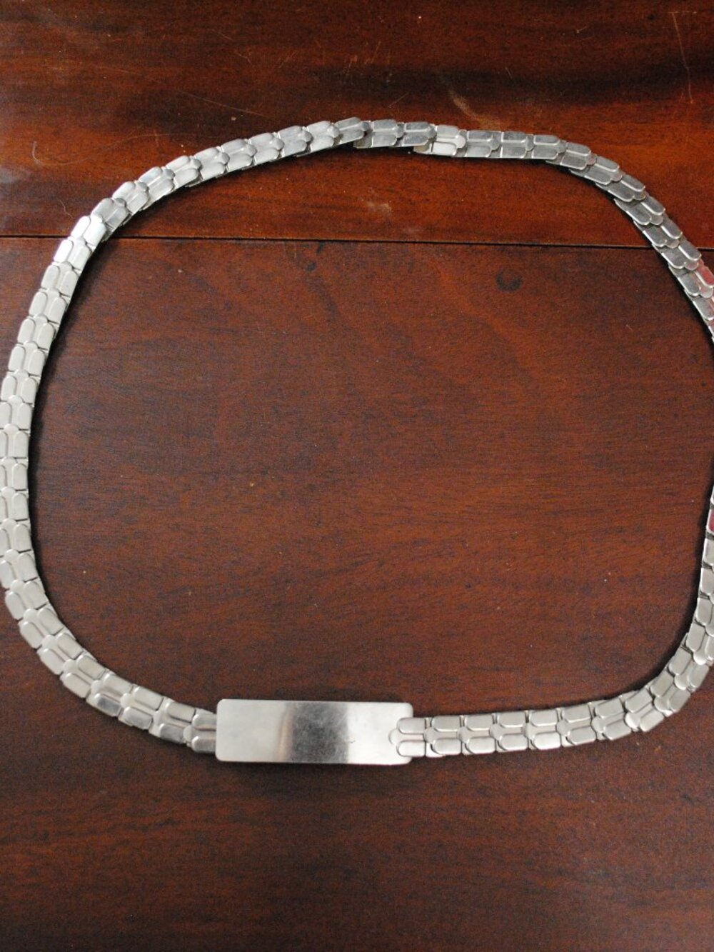 Vintage Thin Silver-tone Metal Stretch Belt
